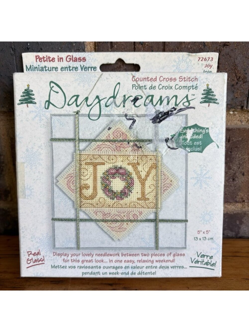 Dimensions Daydreams Counted Cross Stitch Kit 72673 Joy 5"x5" Petite In Glass